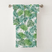 熱帯の明るい緑のパーム離れのバスタオルセット バスタオルセット (インサイチュ)