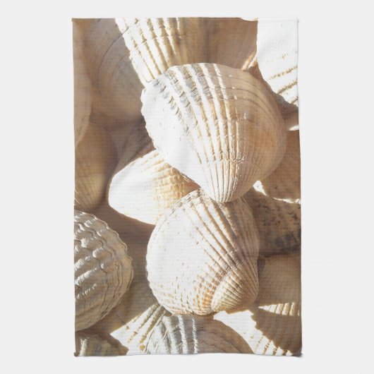 熱帯の晴れたエキゾチックな貝殻 キッチンタオル (縦)