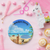 熱帯の晴れた夏のビーチモノグラムの場 ペーパープレート (パーティー)