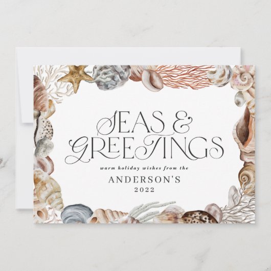 熱帯の暖かいクリスマスの海と挨拶モダン シーズンカード (正面)