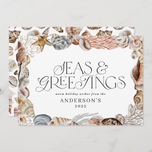 熱帯の暖かいクリスマスの海と挨拶モダン シーズンカード (正面/裏面)
