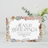 熱帯の暖かいクリスマスの海と挨拶モダン シーズンカード (スタンド正面)