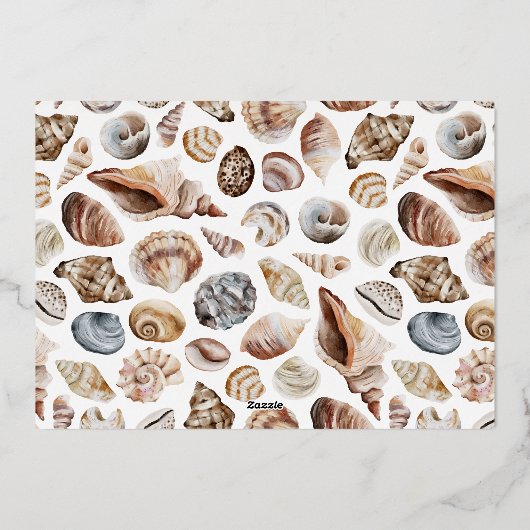 熱帯の暖かいクリスマスの海と挨拶モダン 箔シーズンカード (裏面)