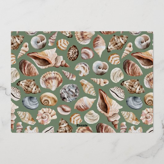 熱帯の暖かいクリスマスの海と挨拶モダン 箔シーズンカード (裏面)