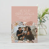 熱帯の暖かいクリスマスの海の挨拶フォトピンク シーズンカード (スタンド正面)