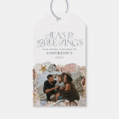 熱帯の暖かいクリスマスの海の挨拶フォトブルー ギフトタグ (正面)