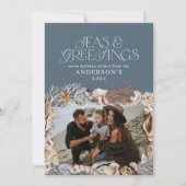 熱帯の暖かいクリスマスの海の挨拶フォトブルー  シーズンカード (正面)