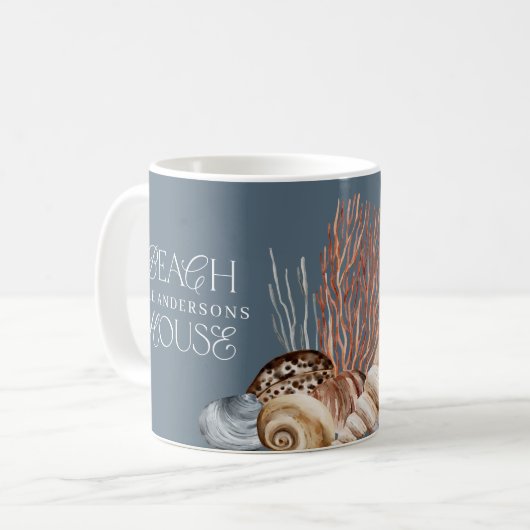 熱帯の暖かい海の貝殻の夏の休暇ファミリーユーザー コーヒーマグカップ (正面左)