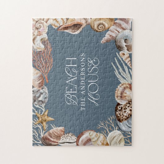 熱帯の暖かい海の貝殻の夏の休暇ファミリーユーザー ジグソーパズル (縦)