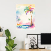 熱帯の木々の美しいスケッチ ポスター (ホームオフィス)