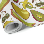 熱帯の果実のシームレスなパターン黄色と白 ラッピングペーパー (ロールコーナー)