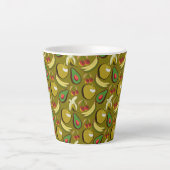 熱帯の果実の継ぎ目のないパターン黄色 カフェラテマグ (正面)