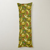 熱帯の果実の継ぎ目のないパターン黄色 ボディピロー (裏面 (縦))