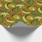 熱帯の果実の継ぎ目のないパターン黄色 ラッピングペーパー (角)