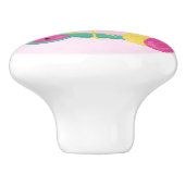 熱帯の果実を持つピンクのフラミンゴ セラミックノブ (側面)