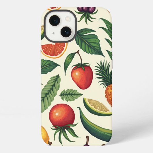 熱帯の果物と野菜のパターンipone 13ケース iPhoneケース (裏面)