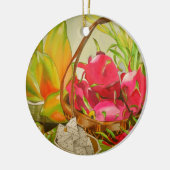 熱帯の果物の水彩画による静物アート絵画 セラミックオーナメント (左)