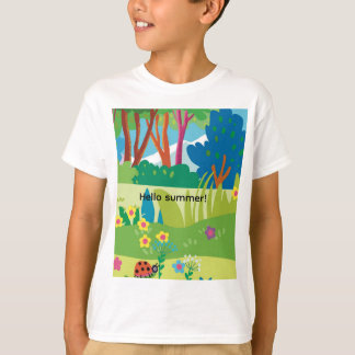 熱帯の森の花とてんとう虫 Tシャツ