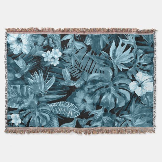 熱帯の水のカラーパラダイス:ジャングルの花 スローブランケット (正面)