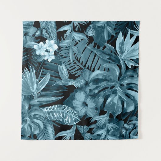 熱帯の水のカラーパラダイス:ジャングルの花 タペストリー (正面)