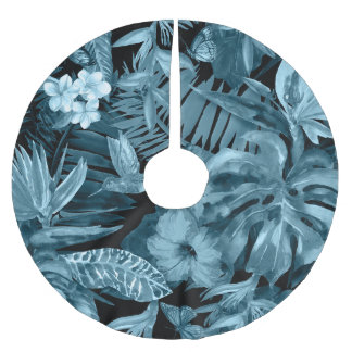 熱帯の水のカラーパラダイス：ジャングルの花 ブラッシュドポリエステルツリースカート