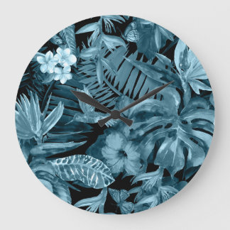 熱帯の水のカラーパラダイス：ジャングルの花 ラージ壁時計