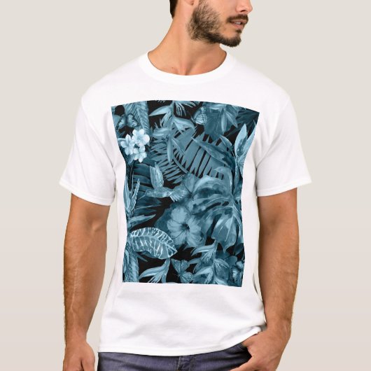 熱帯の水のカラーパラダイス:ジャングルの花 Tシャツ (正面)