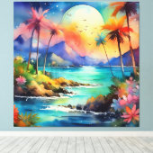 熱帯の水の色のシーンパズル キャンバスプリント (インサイチュ (ウッドフロア))