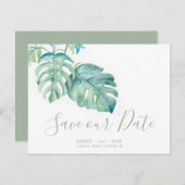 熱帯の水の色のパーム葉の日付を保存 セーブザデート (正面/裏面)