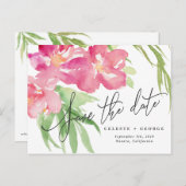 熱帯の水の色のフローラは日付を保存 案内ポストカード (正面/裏面)