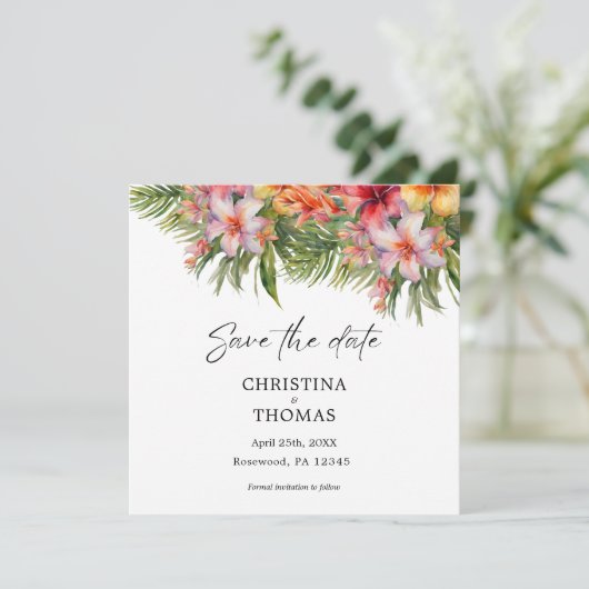 熱帯の水の色のフローラ保存日付 セーブザデート (スタンド正面)