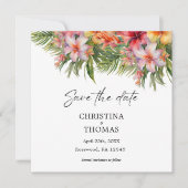 熱帯の水の色のフローラ保存日付 セーブザデート (正面)