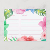 熱帯の水の色のフローラ花嫁になるレシピカード ポストカード (裏面)