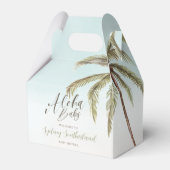 熱帯の水の色のヤシの木ベビーシャワー フェイバーボックス (正面サイド)