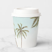 熱帯の水の色のヤシの木ベビーシャワー 紙コップ (裏面)