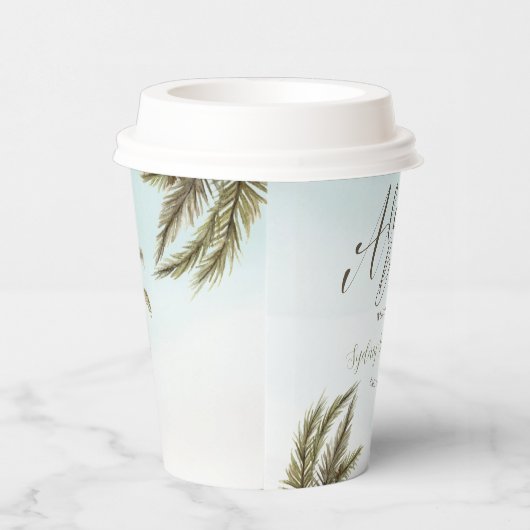 熱帯の水の色のヤシの木ベビーシャワー 紙コップ (右)