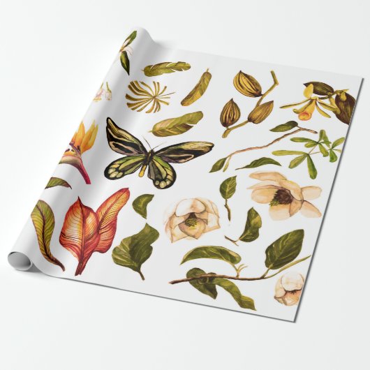 熱帯の水の色のヴィンテージセットで孤立した小片 ラッピングペーパー (アンロールド)