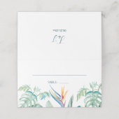 熱帯の水の色の緑のフローラ結婚 プレイスカード (外部開封)