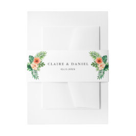 熱帯の水の色の緑のフローラ結婚 招待状ベリーバンド