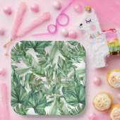 熱帯の水の色の緑の離れ金ゴールドの愛（薄い） ペーパープレート (パーティー)