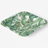 熱帯の水の色の緑の離れ金ゴールドの愛（薄い） ペーパープレート (傾斜あり)