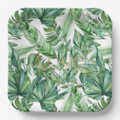 熱帯の水の色の緑の離れ金ゴールドの愛（薄い） ペーパープレート (正面)