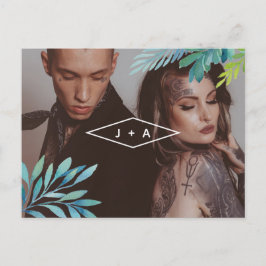 熱帯の水の色の葉が日付を保存 案内ポストカード