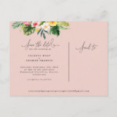 熱帯の水の色の葉のスクリプトは、日付を保存 案内ポストカード (裏面)