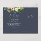 熱帯の水の色の葉のスクリプトは、日付を保存 案内ポストカード (裏面)