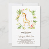 熱帯の水の色キリン夏の赤ちゃんシャワー 招待状 (正面)