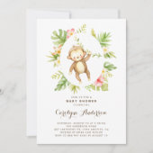 熱帯の水の色モンキーサマーベビーシャワー 招待状 (正面)