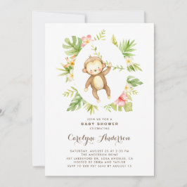 熱帯の水の色モンキーサマーベビーシャワー 招待状