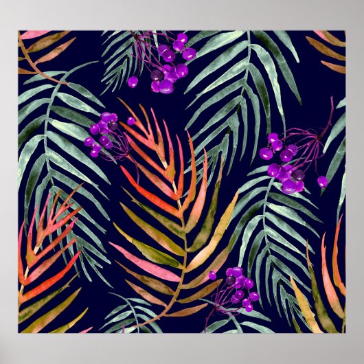 熱帯の水の色葉の抽象芸術、スプラッシュ。 ポスター (正面)