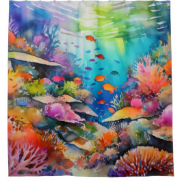 熱帯の水中サンゴ礁アート シャワーカーテン